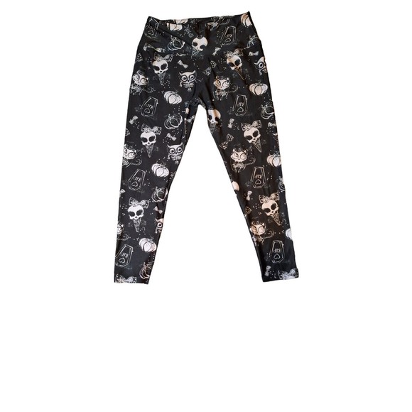 Pineapple Clothing Spooktacular Lucy Black Yoga Pants & Sports Bra 2 Pc Set, L - Picture 2 of 9